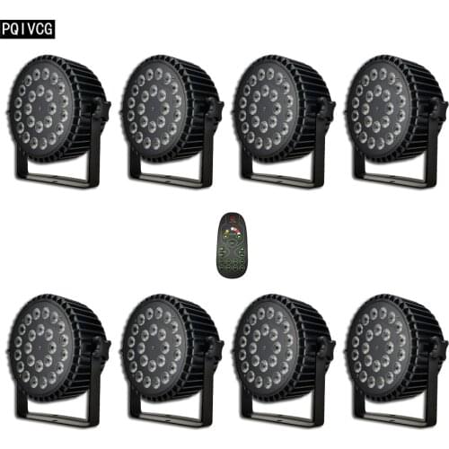 8 PCS Aluminum 24x12w Remote Par Light RGBW 4in1 Led DMX Stage Full Color Dj Par