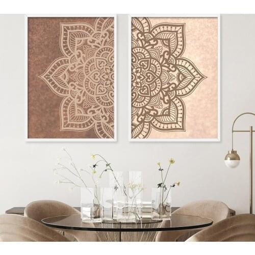 5D DIY Diamond Painting Beige Taupe Mandala Poster Diamond Embroidery Cross Stitch Mosaic Art Decor Gift