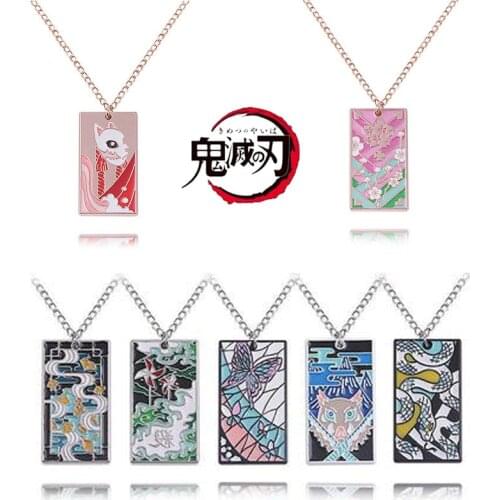 Anime Demon Slayer Necklace Kimetsu No Yaiba Cosplay Pendant Necklace Fashion Cartoon Chain Choker Accessories Gifts