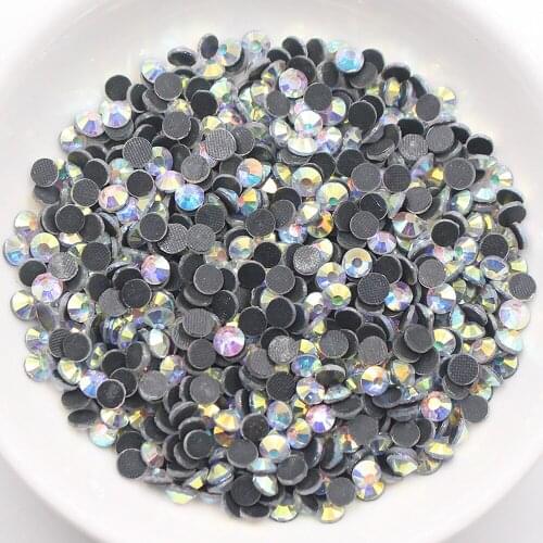 Ss20 CrystalAB-G Round Flatback Glue Hotfix Rhinestones DIY Garment Crystals Glass Strass Iron on Rhinestones For Clothes