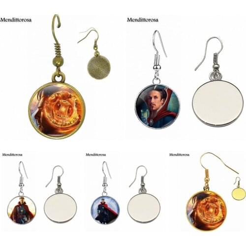 Bronze/Silver/Golden Clip Ear Hook Drop Earrings Statement Glass Cabochon For Women Christmas Gift Doctor Strange