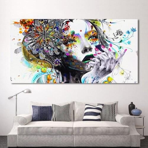DDHH Wall Art Girl With Flowers Oil Painting Poster And Prints Painting On Canvas No Frame Pictures Decor For Living Room