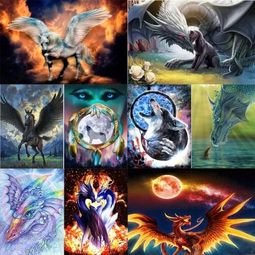 DIY 3D Art Diamond Painting Diamond Flying Dragon Pegasus Pattern Diamond Mosaic Full Embroidery Home Decoration