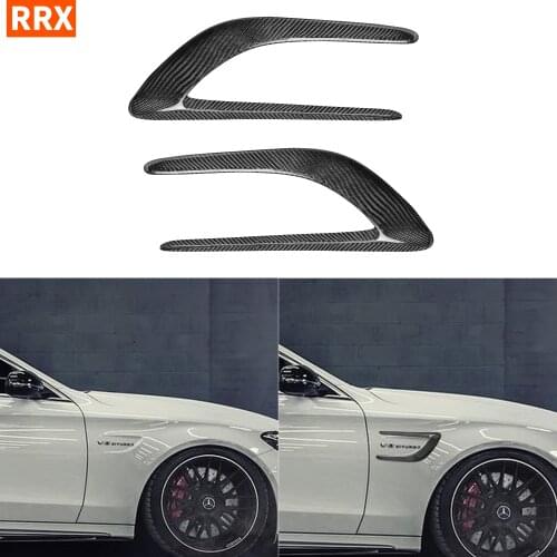 For Mercedes Benz C Class W205 C63 AMG Accessories Carbon Fiber Front Fenders decorative Trim Side Scoops Air Intake Vent Fins