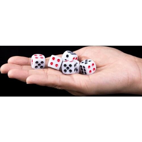 12mm Dice Acrylic White Dice 10Pcs/Lot Hexahedron Fillet Red and Black Points Clubs KTV Dedicated Entertainment Dice Set