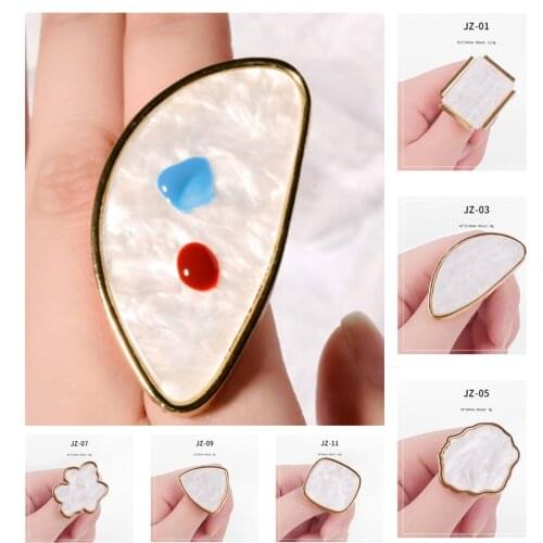 Natural Resin Finger Ring Plate Imitation Agate Stone Ring Color Mixing Palette Nail Polish Drawing Holder Nail Art Tool