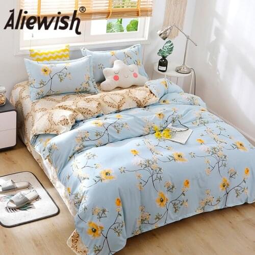 Nordic Printed Bedding Set Flat Bed Sheet Home Plant Floral Duvet Cover Sets 240x220 Pillowcase Double Queen King Size Bedlinens