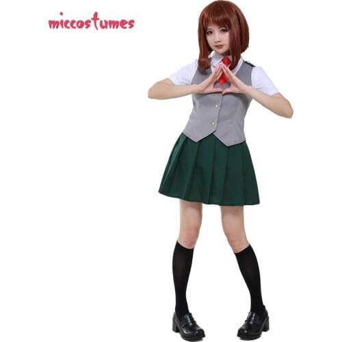 My Hero Academia Female Nejire Hado Summer School Uniform Cosplay Costume with Vest and Tie