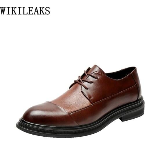 Oxford Shoes for Men Brown Dress Italian Leather Shoes Men Formal Office 2021 Dress Shoes Mens Fashion Wedding Dress Coiffeur