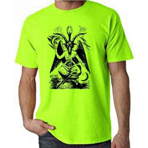 GOAT OF MENDES NEON T-SHIRT - Pagan Druid Wicca Witchcraft Satanic - FREE PP Cotton Tee Shirt Style Round