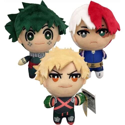 New 3Pcs My Hero Academia Bakugou Katsuki Todoroki Shoto Midoriya Izuku 5" 13CM Plush Doll Pendant