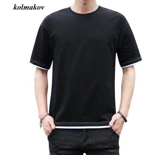 2020 New Arrival Summer Style Men Boutique Short T-shirt Fashion Casual Solid 100% Cotton Mens Colors T-shirt Plus Size M-5XL