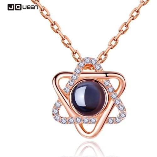 Star Pendant Necklace For Women S925 Silver 100 Languages I Love You Custom Text Pattern Necklaces Female Jewelry Gift