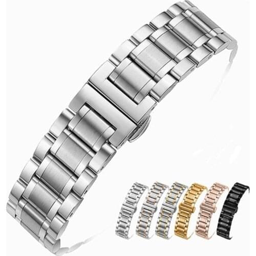 Watch Band Strap Stainless Steel 12/14/15/16/17/18/19/20/21/22/23/24mm Watch Bracelet for Quartz Watch Men