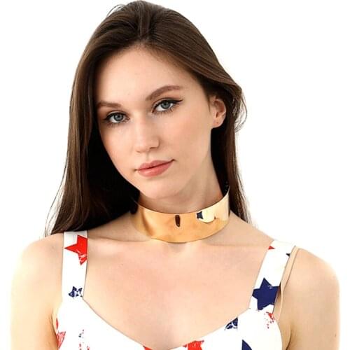 Most Popular Women Jewelry Accessories Punk Gold&Silver Color Metal Large&Small Size Torques Choker Neckalce for Gift Party
