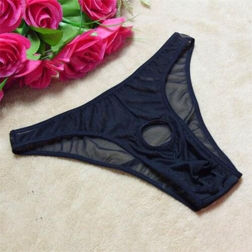 Sexy Lingerie Men Underwear Briefs Open Front Pouch Thongs Hole Hollow Out Transparent G-string Fetish Tanga Pants Male Penis-35