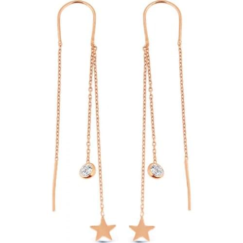 Argentum Concept-Star and Sterling Silver Design Chain Earrings
