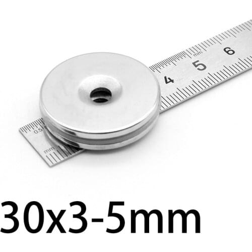 2-20pcs 30x3-5mm Strong Rare Earth Neodymium Magnets 30x3mm Hole 5mm Countersunk Powerful Magnetic Magnet 30*3-5mm