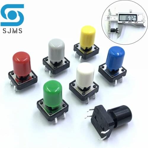 10 Set B3F 12*12*7.3 mm Tactile Push Button Switch + A21 Color Hat Momentary Tact Touch Switches Capicro Switch 12*12*7.3mm