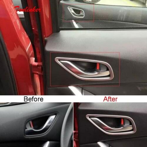 Tonlinker Interior Doors Handle Cover stickers for Mazda CX5/Atenza/Axela 2013-17 Car styling 4 pcs ABS Chrome Cover stickers