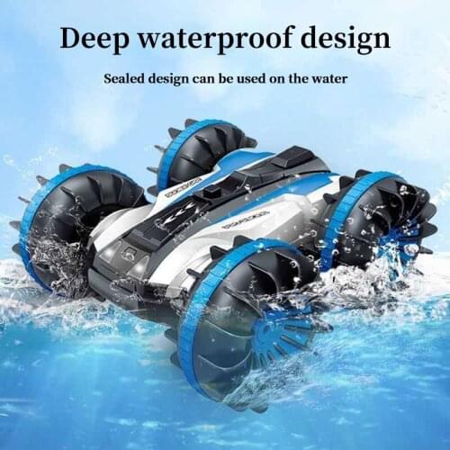 1200mAh Stunt RC Car 2.4G 4wd Amphibious Two-in-one Remote Control Car Amphibious Double-sided Flip RC Drift Car Childrens Toy