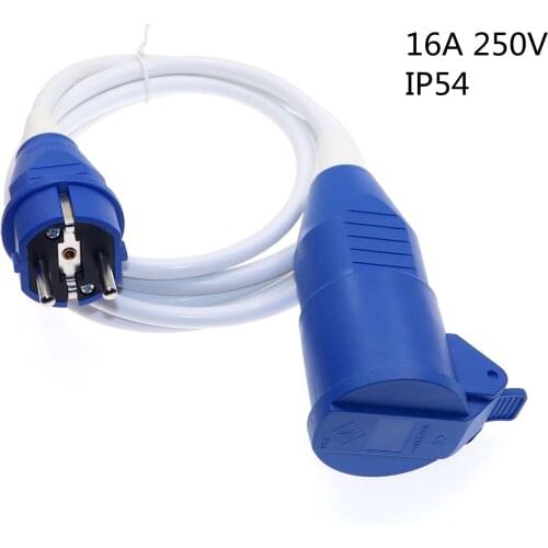 EU Power male to female Extension Cord 1/2/3/5/10M Cable Electric Schuko Indoor Socket IP54 for Waterproof Outdoor Work 16A 250V