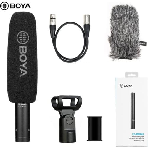BOYA BY-BM6040 Cardioid Shotgun Microphone Alloy Aluminum Body 60cm XLR Cable for Broadcast TV Location Shooting Documentaries