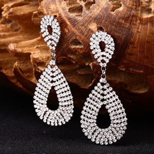 YFJEWE Design High Quality Water Drop Sparkling Full Rhinestone Earrings For Women #E120