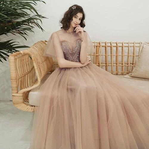 Women Wedding Prom Dresses 2021 A-line Tulle Lace-up Formal Evening Party Dresses Plus Size 3XL