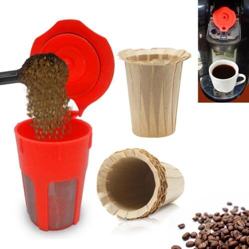 100Pcs Disposable Coffee Papers Filter with Plastic Filter Cup for Keurig 2.0 Paper Filter/Filter Cup garden kitchen dining bar