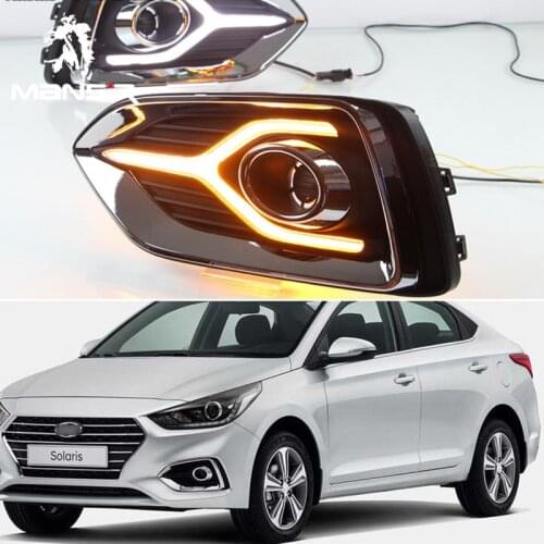 12V LED Daytime Running Light Daylights Car DRL For Hyundai Solaris Accent 2017 2018 2019 Headlight Auto Turn Signal Bulb Lamps