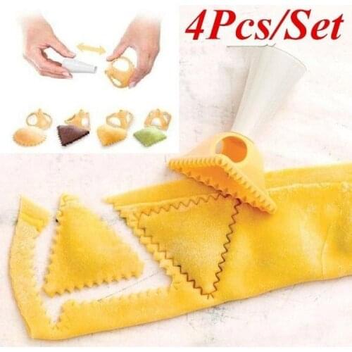 4pcs Dumpling Mould Kit Reusable DIY Dough Press Ravioli Cooking Fruit Pie Cookie Mold Set Kitchen Pastry Baking Tools Accessory
