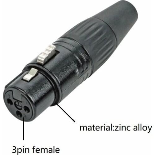 5pcs/Lot Black Color Audio Cable Connector 3pin XLR MIC Microphone Female Connector