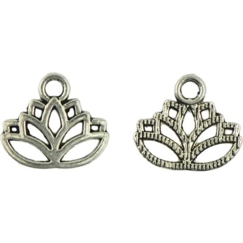 50pcs Hollow Lotus Flower Pendant Jewelry Components Making Findings