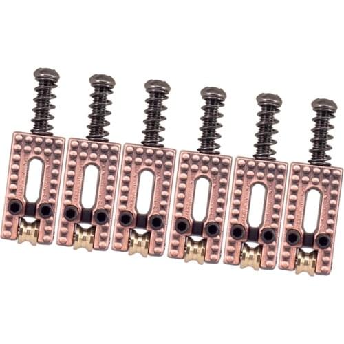 6 Pack Red Copper Roller Tremolo Bridge Saddles for Stratocaster Telecaster