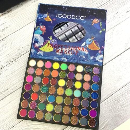 63 Colors Shimmer Matte Sequins Large Plate Multicolor Eye Shadow Plate Hot Selling Underwater World Long-lasting waterproof