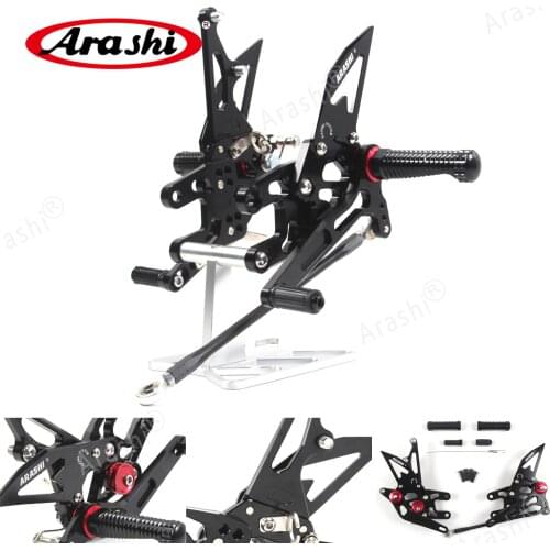 Arashi NINJA ZX-10R 2004 2005 CNC-Machined Adjustable Footrest Foot Pegs Rear Rest Rearset Foot Pedal ZX10R Accessories