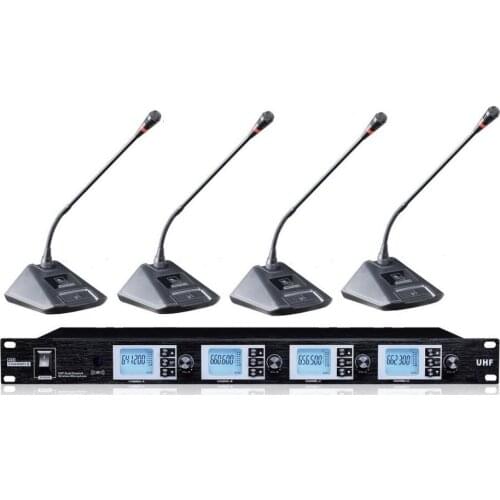 Bolymic Wireless Conference Microphone System UHF 4 X 100CH Professional Gooseneck Desktop Mic Chairman Delegate Microphone