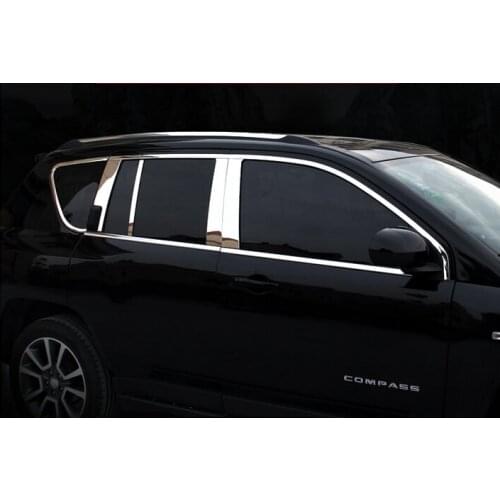 For Jeep Compass 2011-2015 Stainless Side Door Full Window Sill Frame Sticker Cover Trim Car Styling