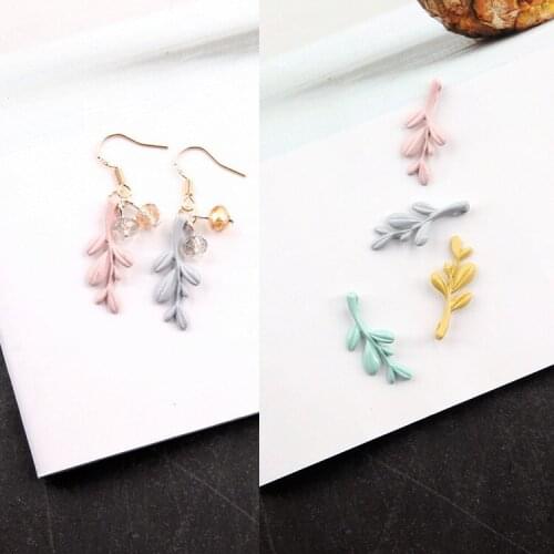 Enamel Alloy Cartoon Multicolors Leaves Eardrop Charms Diy Necklace Pendant Earring Material Handmade Jewelry Ornaments 6pcs