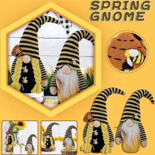 Bees Day Figurines & Miniatures Bumble Bee Striped Gnome Scandinavian Tomte Nisse Swedish Honey Bee Elfs Home #T2G