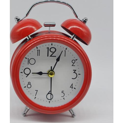 Retro Loud Alarm Clock Double Bell Mechanical Key Wound Silent Pointer Alarm Clock Night Light