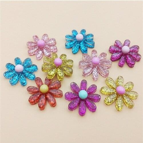 Julie Wang 20PCS Resin Sunflower Charms Flat Back Daisy Mixed Colors Pendant Jewelry Making Accessory Home Phone Case Decor