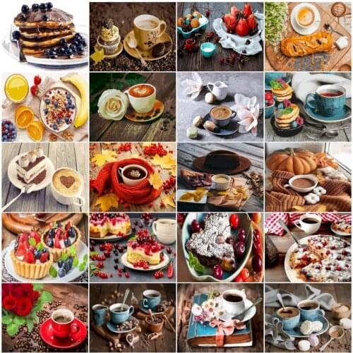 Coffee Cake Painting By Number Scenery On Canvas Frame Oil Picutres Drawing By Number HandPainted Coloring Home Decor Walls Art