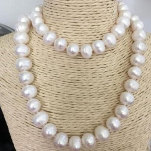 14k/20 gold classic 12-13mm south sea baroque white pearl necklace 30inch