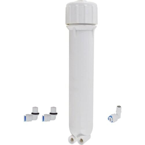 Reverse Osmosis Membrane Housing 1812/2012 with 3 x 1/4" Quick-Connect Fittings for RO Menbrane Elements 50/75/100GPD - White