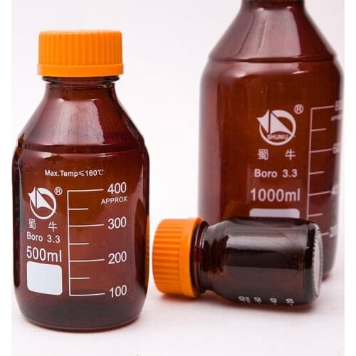 Laboratory Yellow Glass Brown Reagent Bottle Sampling Bottle 50ml/100 / 250 / 500 / 1000ml