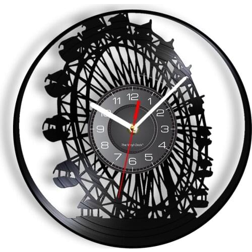 London Eye Ferris Wheel Vinyl Album Record Clock Minimalist Art Home Office Decor Silent Quartz Clock UK England Travel Gift
