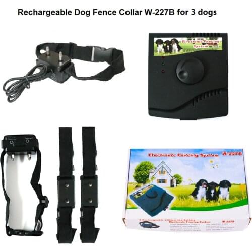 Upgraded Electronic Pet Fence System W227B-3 In-ground Wireless dog fencing Waterproof Rechargeable Dog fence Collars for 3 dogs