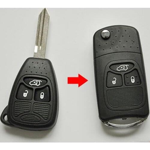 DAKATU 3 Buttons Modified Flip Folding Key Shell for Chrysler Jeep Compass Wrangler Patriot Remote Key Case Fob